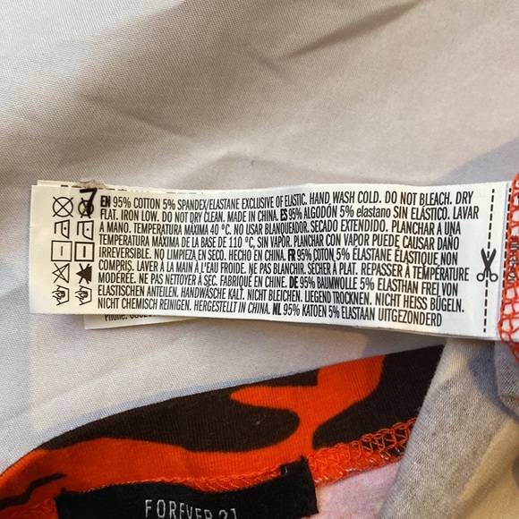 Forever 21 Orange Camo Cropped Tube Top Y2k Small - Picture 5 of 5